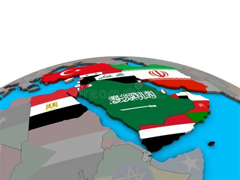 Map of Middle East with Flags on Globe Stock Illustration - Illustration of east, flag: 128335469