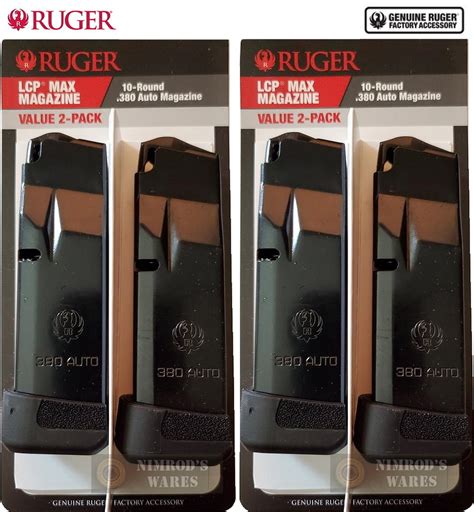 Ruger LCP MAX .380 ACP 10 Round MAGAZINE 4-pk OEM 90735 - NimrodsWares.com