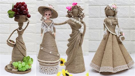 5 Beautiful Jute craft doll | How to decorate doll from jute rope - YouTube