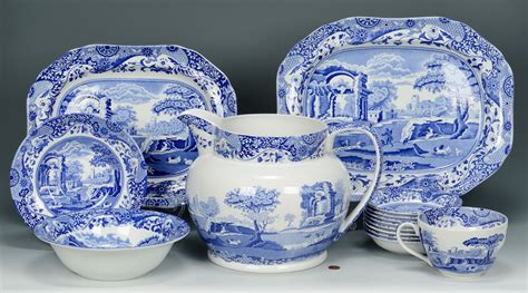 Lot 884: Spode Blue Italian Porcelain, 14 pcs.