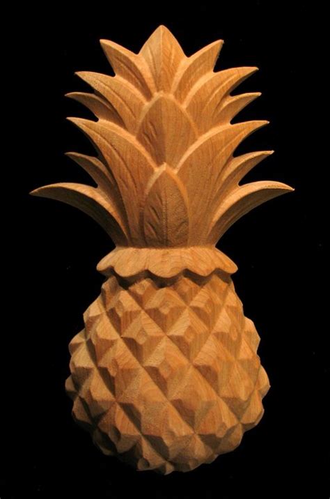 Carved Wood Onlay Applique - Carved Classic Pineapple - Large | Carving, Wood appliques, Onlay