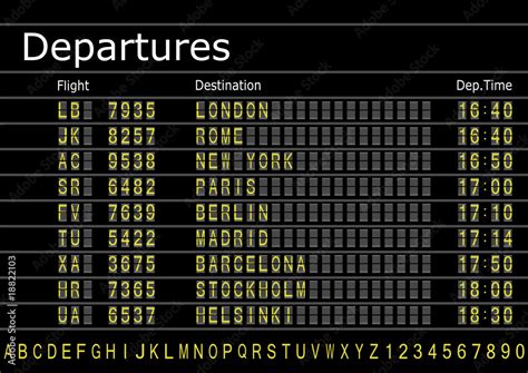 Make a Airport Arrivals or Departures Board Stock Vector | Adobe Stock