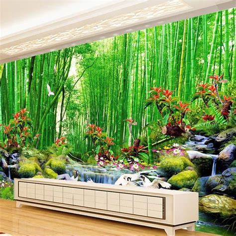 3D Wall Mural Wallpaper Landscape Bamboo Forest Wall Paper Natural ...