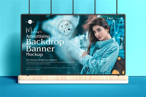 Front View Wide Advertising Backdrop Banner Mockup Free Download ...