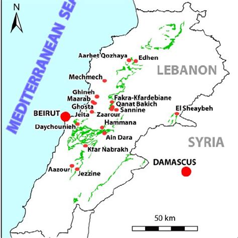 A simplified map of Lebanon showing the Jezzi- nian Regional Stage in... | Download Scientific ...