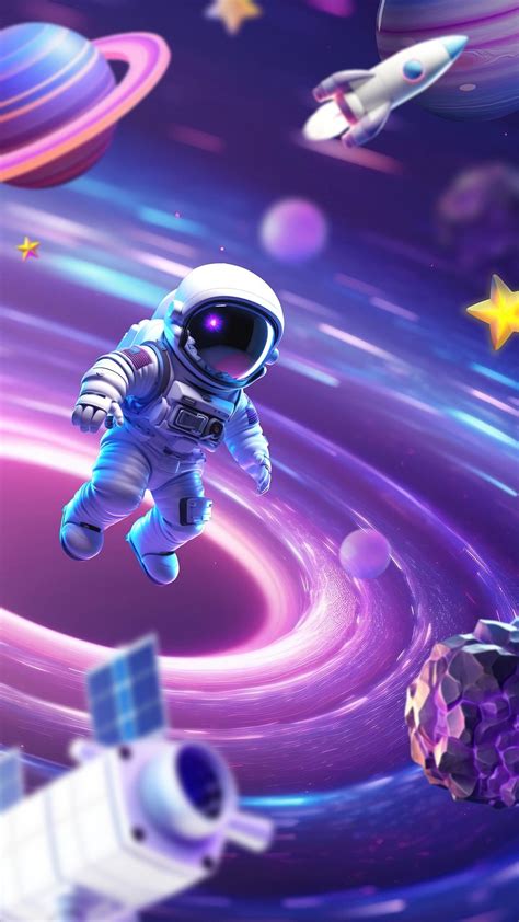 Purple iPhone wallpaper, 3D astronaut | Premium Photo Illustration ...