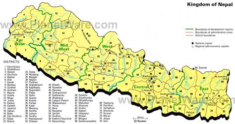 Map of Nepal Districts | PlanetWare