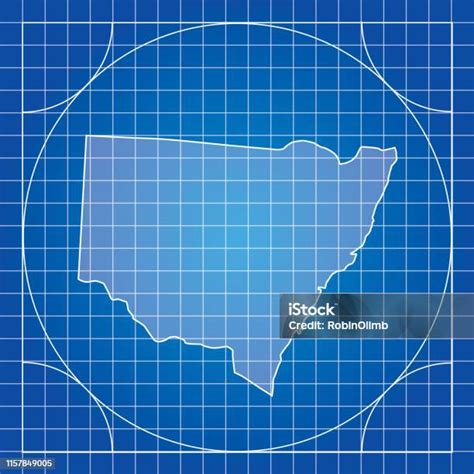 Blueprint New South Wales Map Stock Illustration - Download Image Now ...