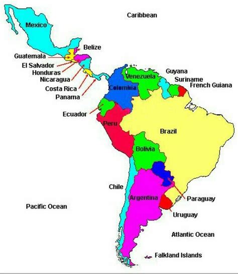 Printable Map Of Latin America