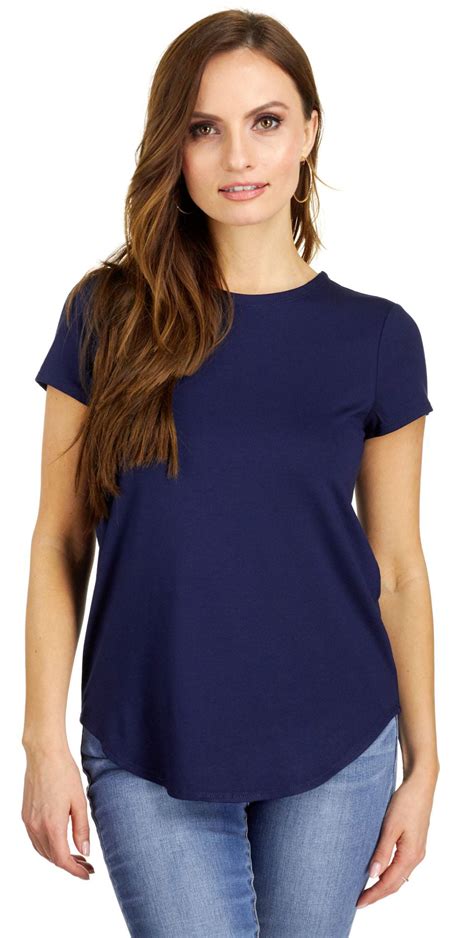 Cupio Women's Cap Sleeve Crew Neck Top With Shirttail Hem, In The Navy, Small - Walmart.com