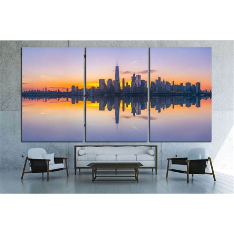 New York City Skyline Reflections at sunrise №3059 Ready to Hang Canva – Zellart Canvas Prints