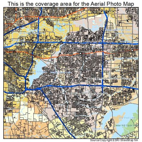 Aerial Photography Map of Arlington, TX Texas