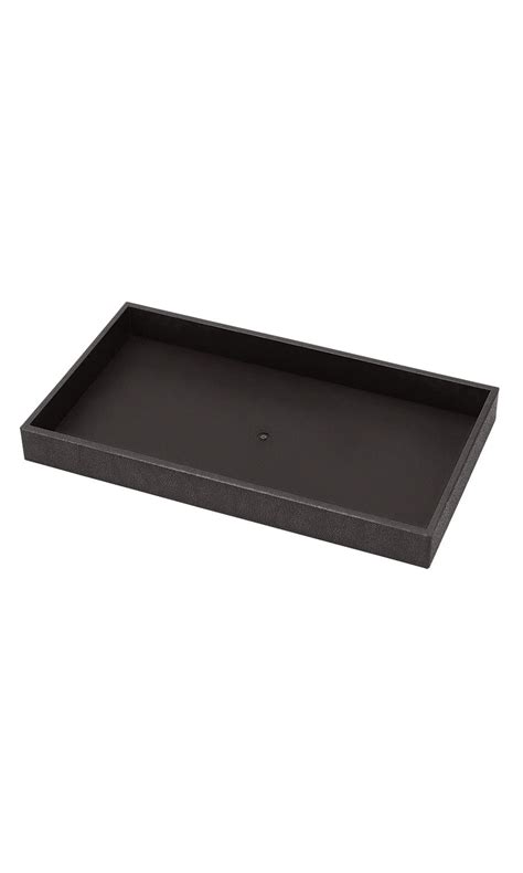 Large Black Plastic Stackable Tray - 14 3/4"W x 8 1/4"L x 1 1/2"H - Set ...