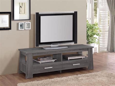 Gray Rustic Tv Stand Modern Contemporary Living Room Space Saving ...