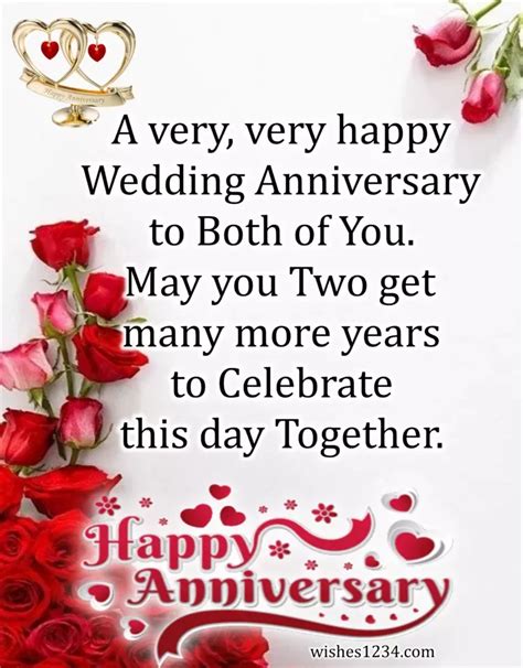 a wedding anniversary card with roses and two hearts on the front, says ...