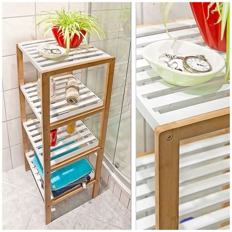 3 Tier / 4 Tier Wooden Bamboo Home Bathroom Storage Unit Display Shelf Shelves | eBay