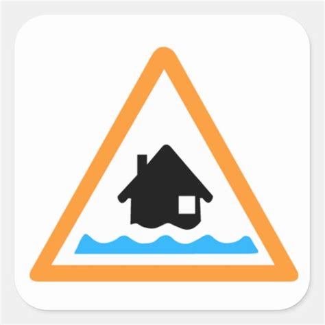 Flood Warning Symbol Square Sticker | Zazzle