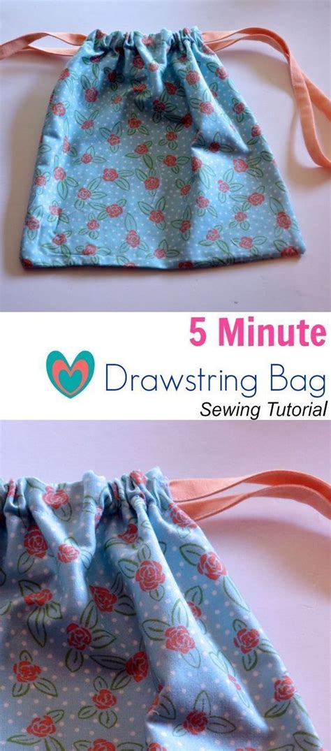 5 Minute Drawstring Bag Sewing Tutorial: Learn how to make this quick and easy sewi… | Sewing ...