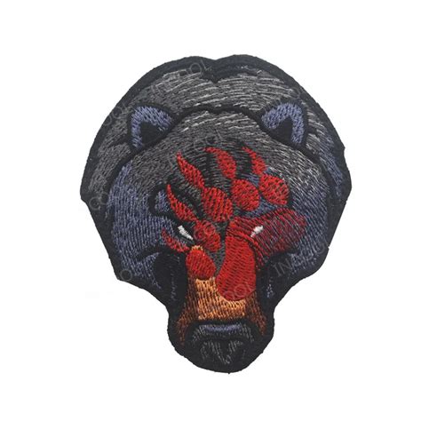 Bear Embroidery Patch K9 Red Bear Claw Military Morale Patches Tactical ...