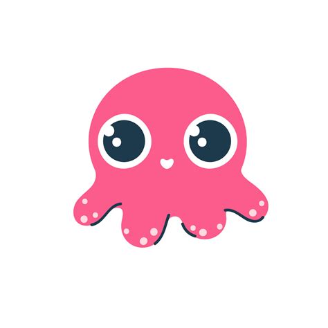 The cute octopus is smiling. Vector clipart. Trendy doodle style ...