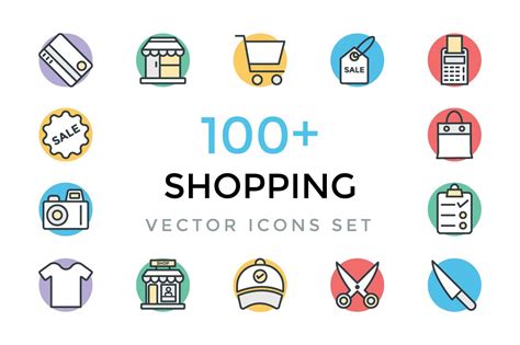 100+ Shopping Vector Icons | Illustrator Graphics ~ Creative Market