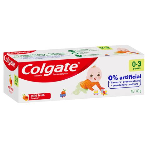 Colgate Kids Toothpaste 0-3 Years 80g - Mild Fruit Flavour 0% Artificial | eBay