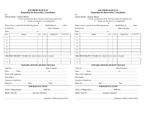 Railway Reservation Form ≡ Fill Out Printable PDF Forms Online