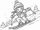 Premium Photo  A coloring Page Of Skier skiing Down slope sketch template