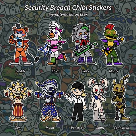 FNAF Security Breach Chibi Stickers Glamrock Freddy Fazbear - Etsy