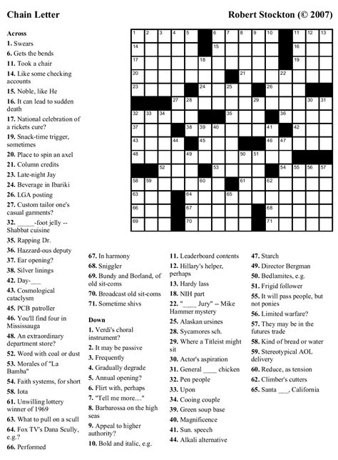 Toronto Sun Crossword Puzzle Printable | James Crossword Puzzles