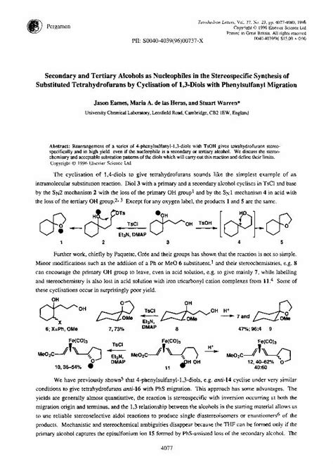 (PDF) Secondary and tertiary alcohols as nucleophiles in the ...