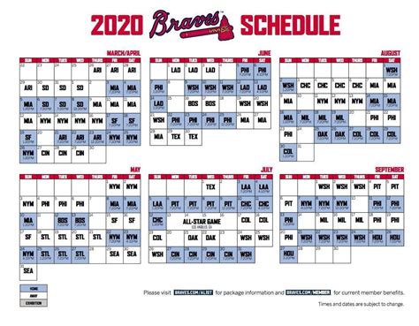 Atlanta Braves Schedule 2020 Printable ⋆ Calendar for Planning