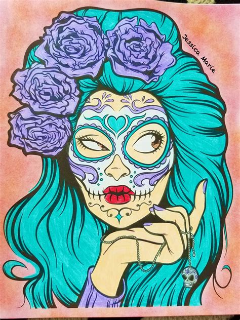 Coloring Book Crayola Art With Edge Sugar Skulls Colored - Mariiana-blog