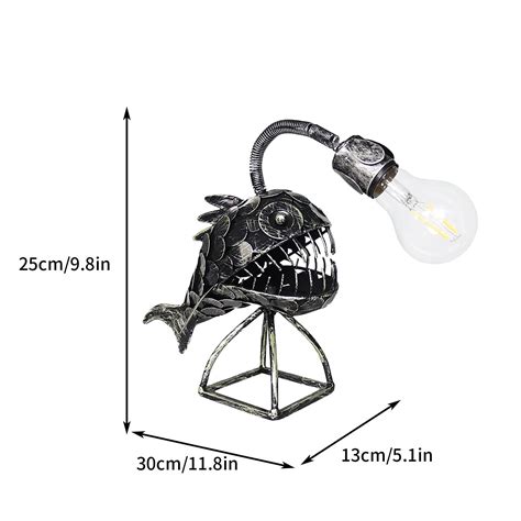 SOWNBV Desk Lamps Retro Fish Lamp Imaginatiod Floor Lamp Metal Decoration Unique LED Light ...