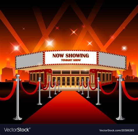 Hollywood movie red carpet movie theater Vector Image