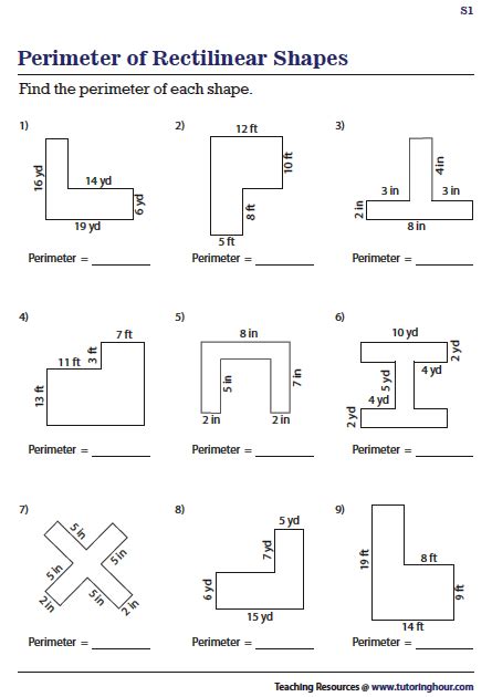 Perimeter of Rectilinear Shapes Worksheets | Shapes worksheets, Perimeter worksheets, Area and ...