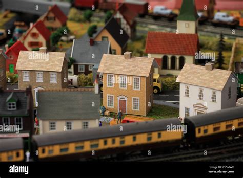 Miniature or model town with buildings and vehicles Stock Photo - Alamy