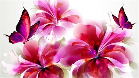 butterflies | flowers-and-butterflies-digital-art-hd-wallpaper | Pink flowers wallpaper ...