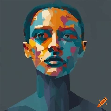 Abstract geometric portrait in muted colors, minimalist on Craiyon