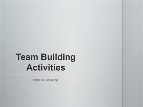 PPT - Team Building Activities PowerPoint Presentation, free download ...