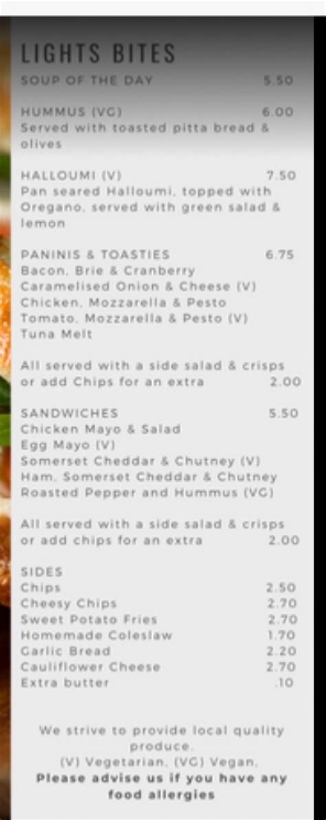 Nutmeg House Restaurant Bridgwater's full menu online