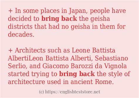 Some in-sentence examples of "bring back" - EnglishTestStore Blog