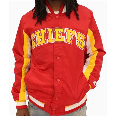 Full-Snap Kansas City Chiefs Varsity Red Satin Jacket - Jackets Masters