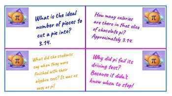 Pi Day Puns/Jokes Cards by Read Write and Calculate | TPT