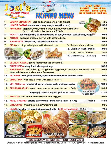 Joel's Asian Grill menu in Mooresville, North Carolina, USA