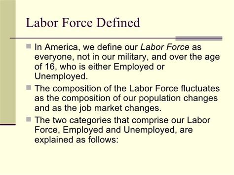 The Labor Force Defined