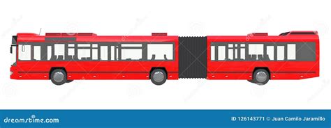 Red City Bus Urban Isolated on a White Background Transmilenio 3D Rendering Stock Illustration ...