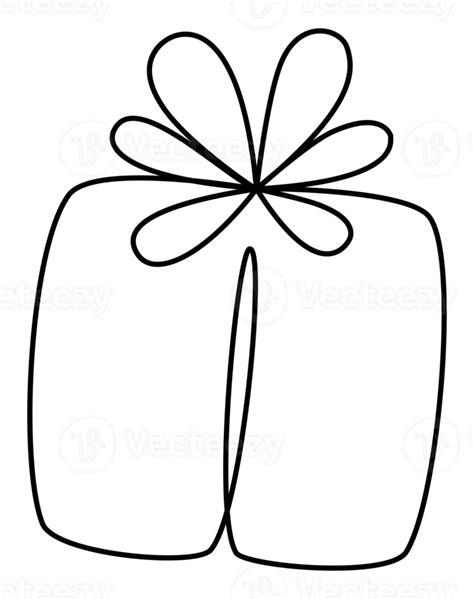 Present box. Continuous one line drawing 33541148 PNG