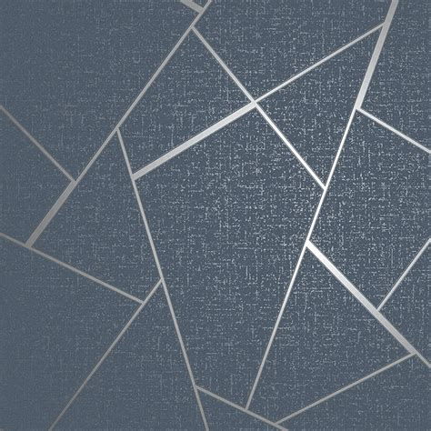 Fine Decor Quartz Navy Blue & Silver Apex Geometric Wallpaper FD42683 - Uncategorised from ...