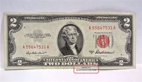 1953 A Two Dollar United States Note Red Seal (a 55647531 A) Pm77